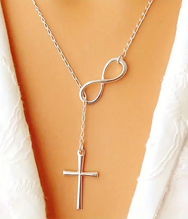 ETSY STYLE CROSS AND INFINITY NECKLACE