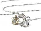 WHITE GOLD PLATING DUAL CROWN CZ INSIDE NECKLACE