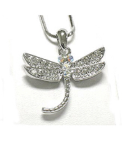 Wholesale Costume Jewelry - WHITE GOLD PLATING CRYSTAL BUTTERFLY NECKLACE