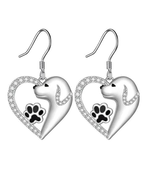 Pet lovers theme heart and dog earring