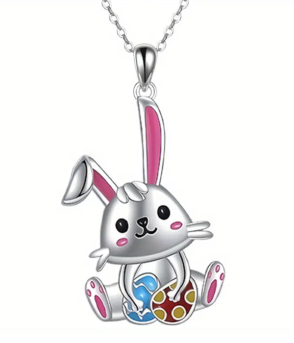 Easter theme rabbit and eggs necklace