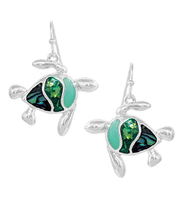 Sealife theme epoxy opal earring - turtle