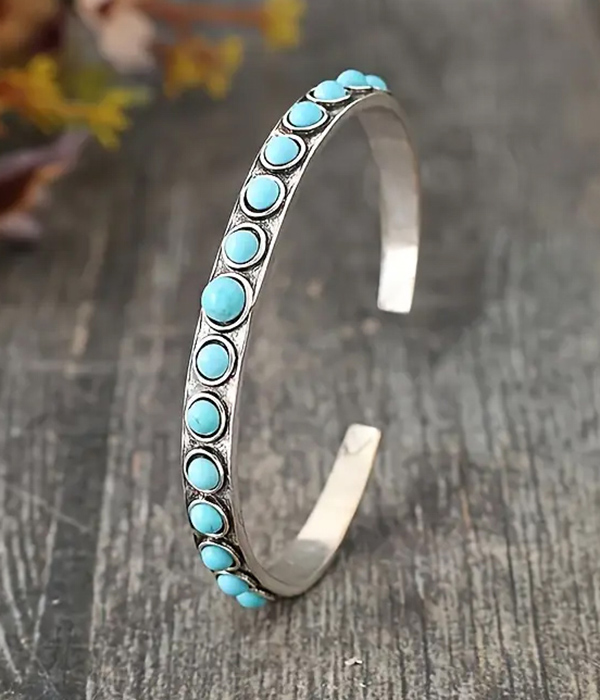 Turquoise metal bangle bracelet