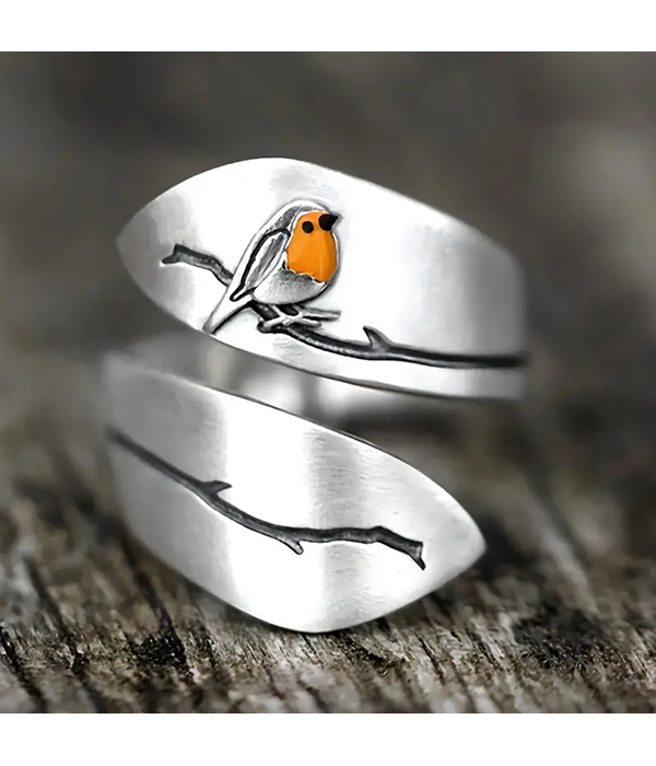 Vintage bird and branch ring