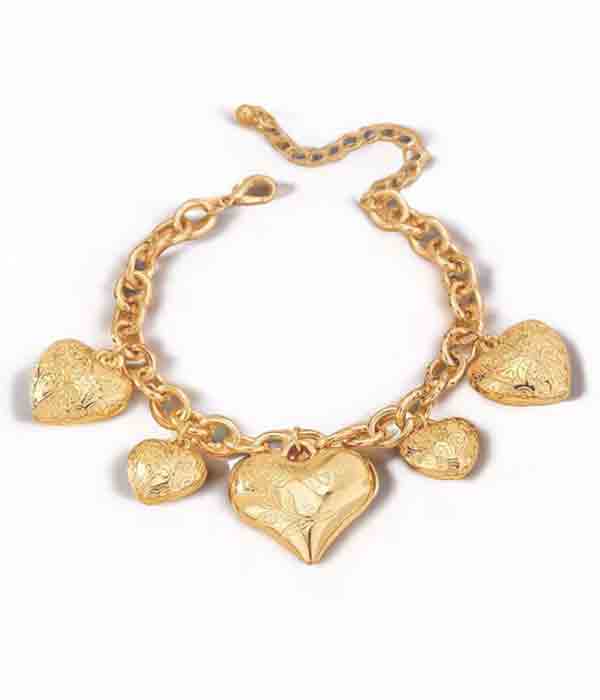 Multi puffy heart charm bracelet