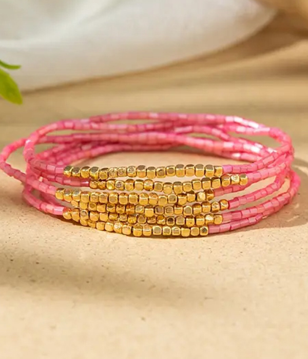 Mult seedbead 6 stretch bracelet set