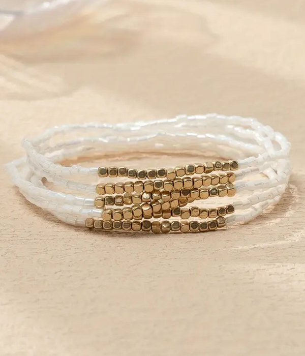 Mult seedbead 6 stretch bracelet set