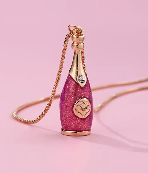 Champagne bottle pendant necklace