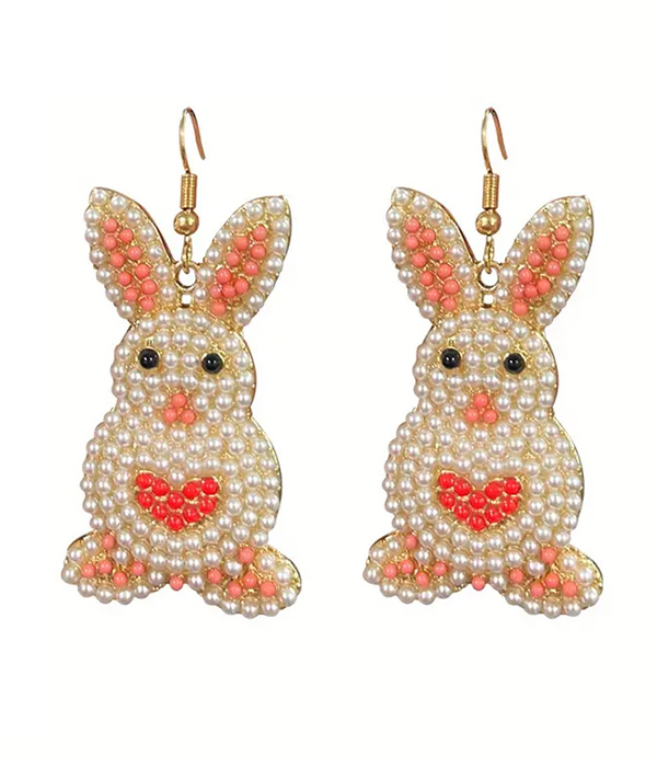 Easter theme pearl rabbit earring