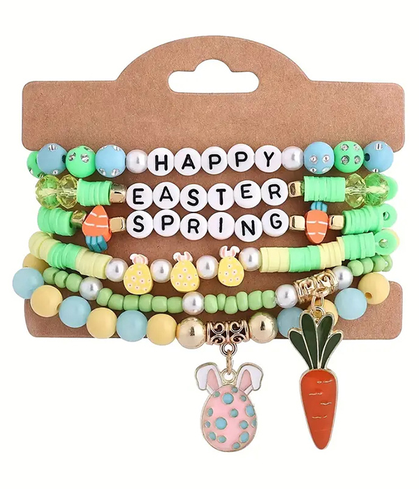 Easter theme 6 stretch bracelet set