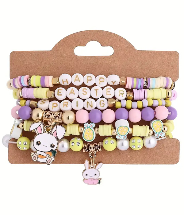 Easter theme 6 stretch bracelet set