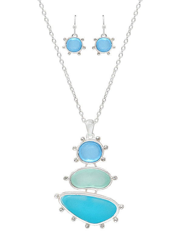 Sealife theme seaglass dangle drop necklace