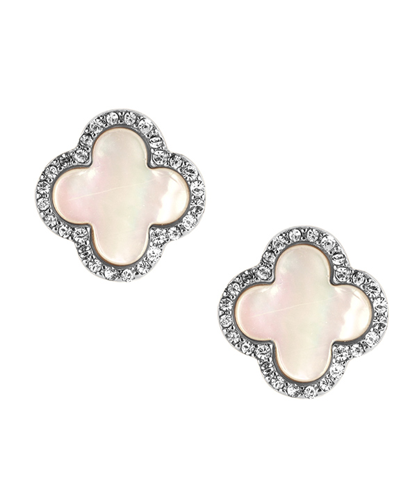 Mop crystal quatrefoil earring