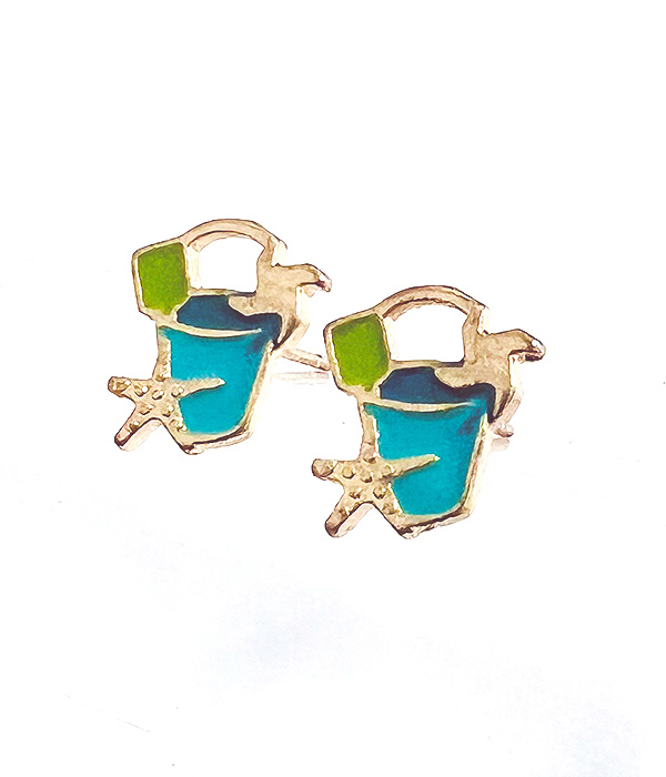 Summer theme epoxy earring - sand castle bucket