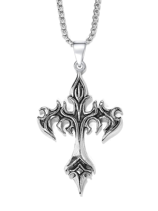 Stainless steel retro cross men's necklace