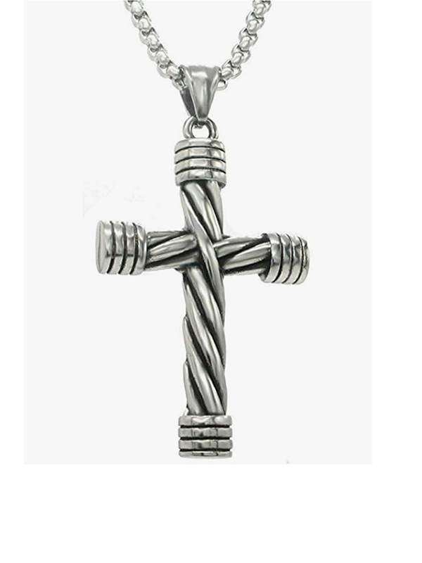 Stainless steel retro cross men's necklace