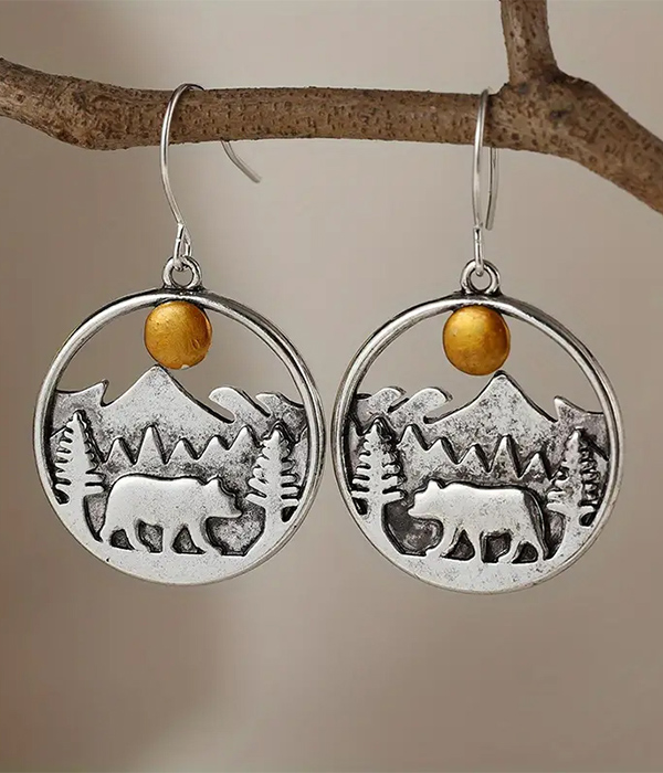 Mountain bear landscape earring