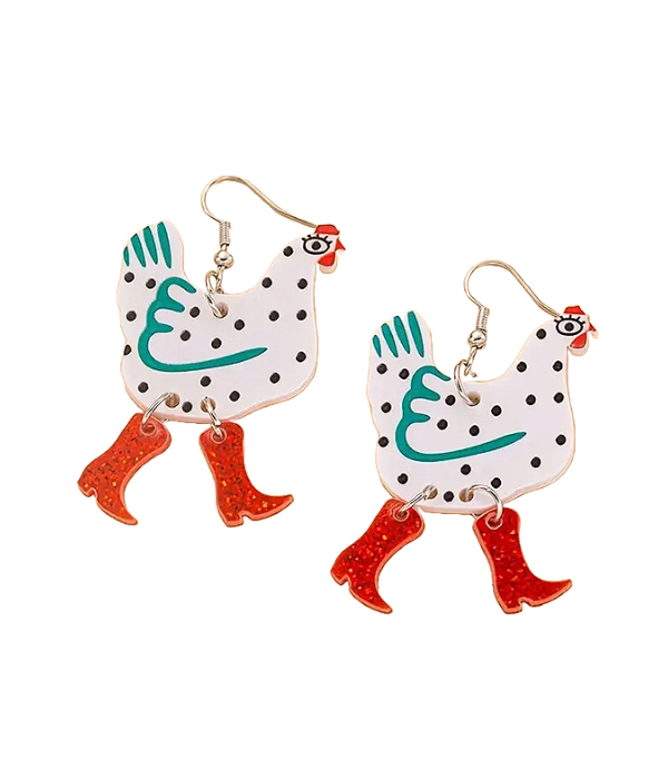 Acrylic chicken boots earring