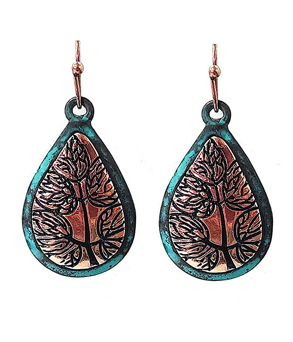 Vintage rustic teardrop earring