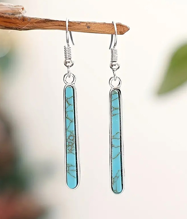 Turquoise bar drop earring