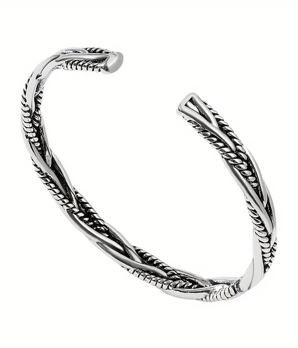 Twist rope metal bangle bracelet