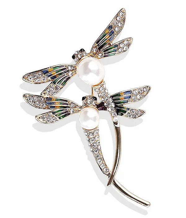 Double dragonfly brooch