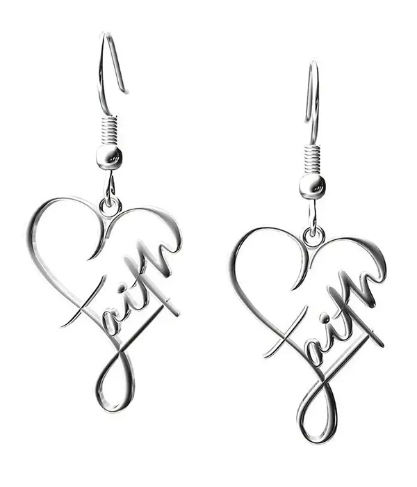 Wire heart earring - faith