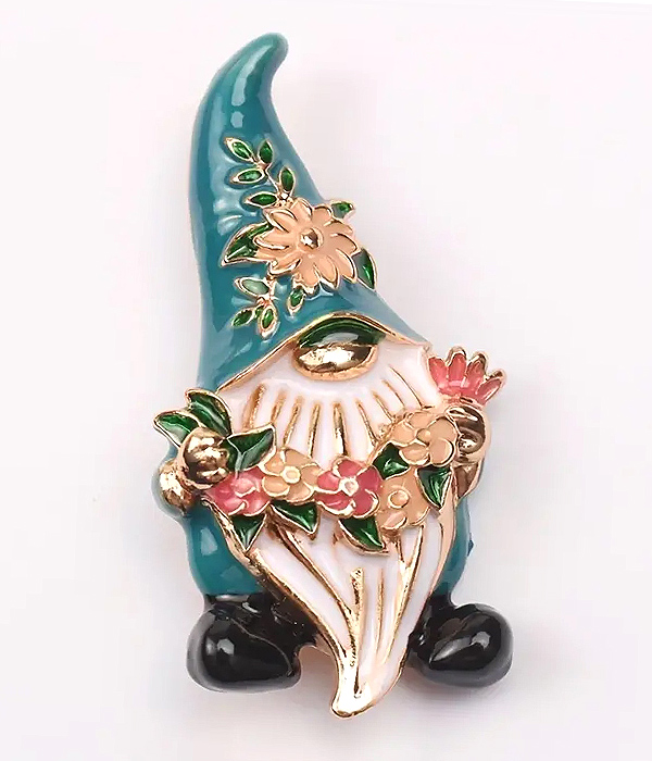 Vintage enamel gnome brooch