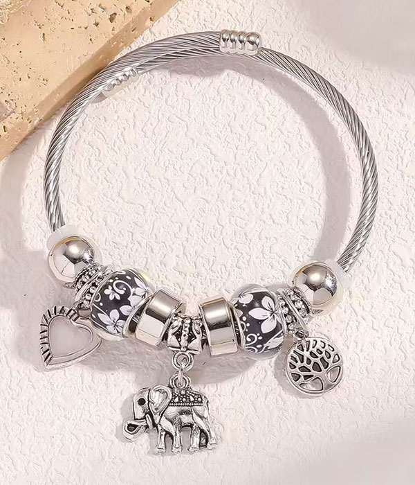 Elephant and tree of life charm bracelet