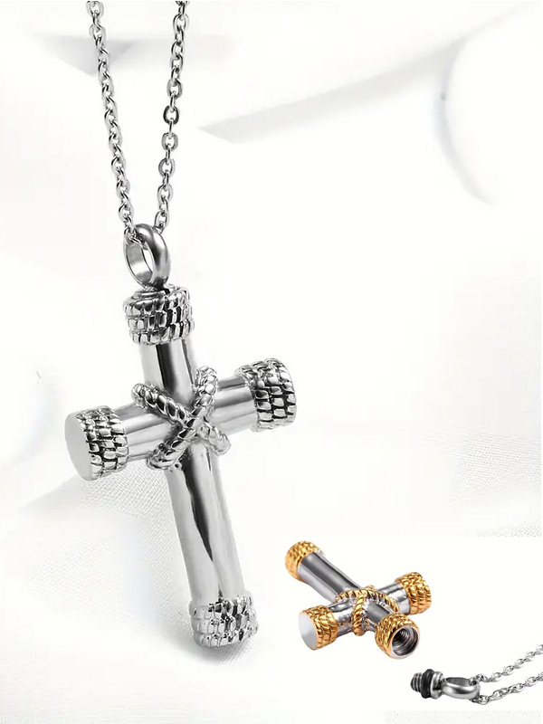 Cross pendant necklace - steel cross can be opened