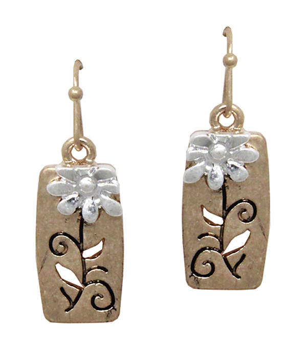Vintage metal flower earring