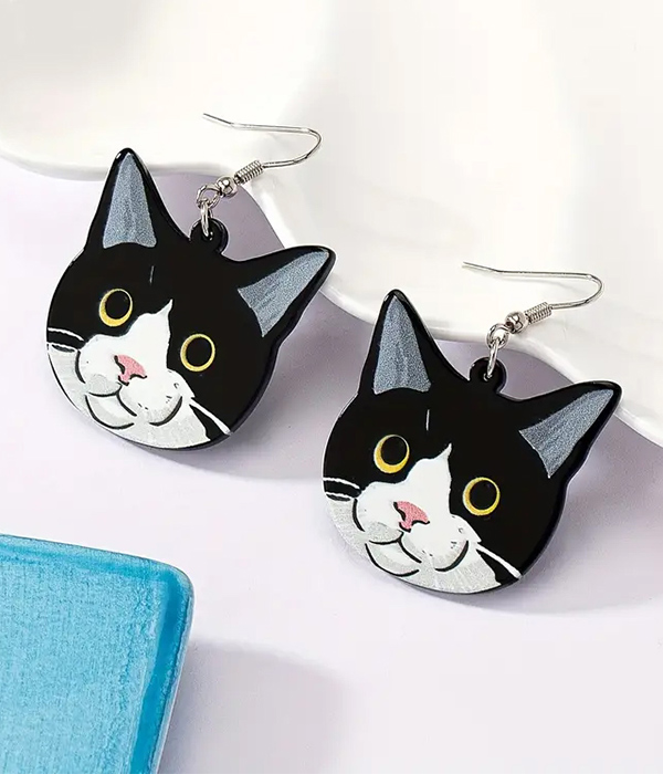 Pet lovers theme resin cat earring