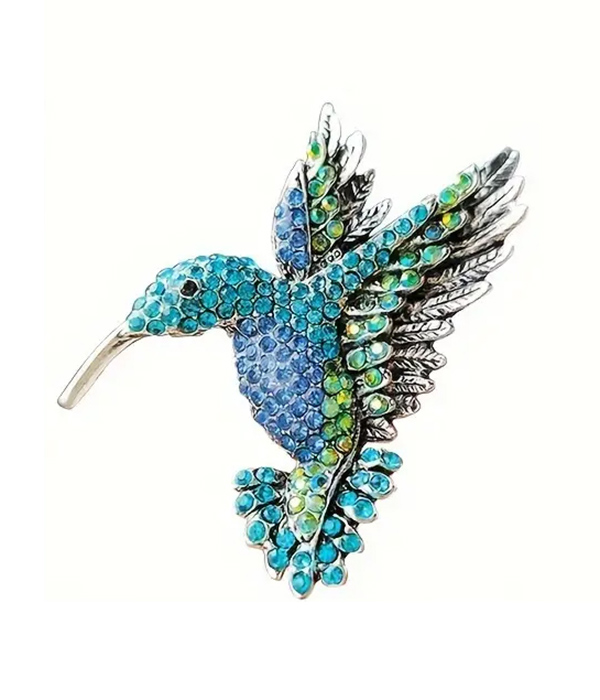 Bluehummingbird brooch