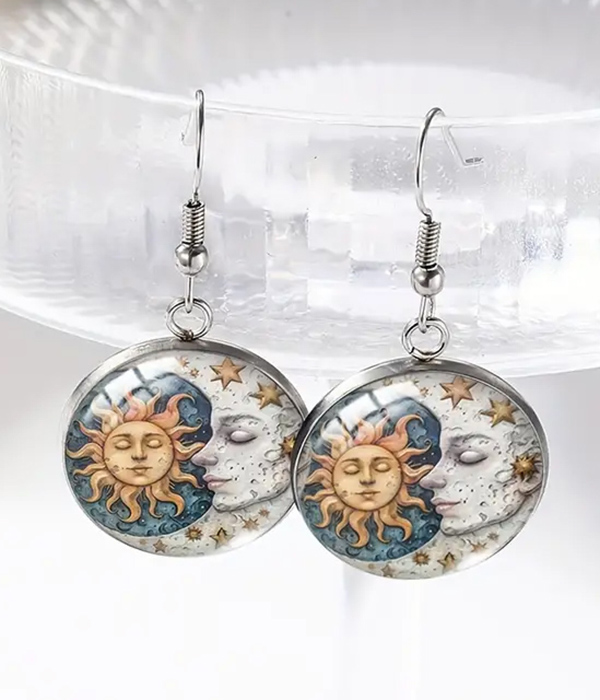 Vintage sun and moon earring