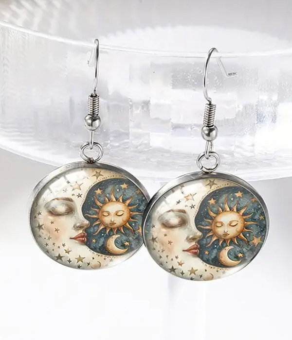 Vintage sun and moon earring