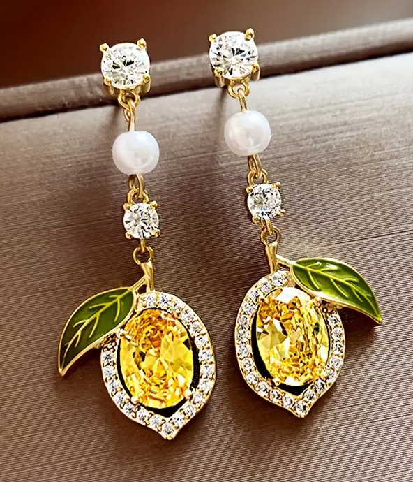 Fruit theme lemon earring