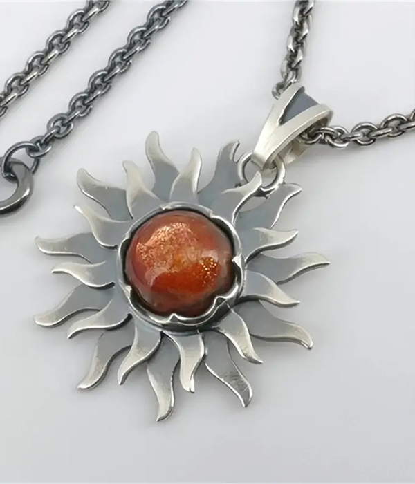 Vintage sun pendant necklace