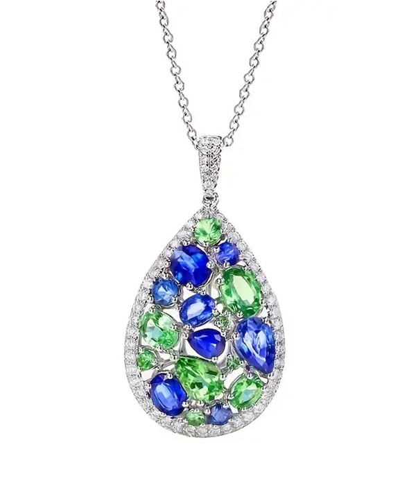 Multi crystal teardrop pendant necklace