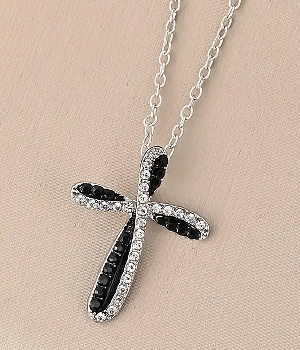 Crystal cross pendant necklace