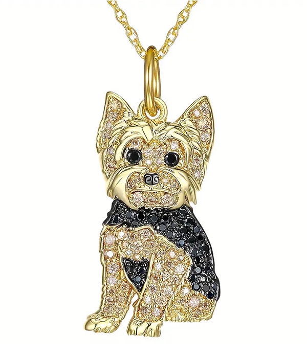 Pet lovers theme dog pendant necklace - royal yorkie