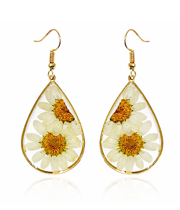 Handmade wildflower teardrop earring