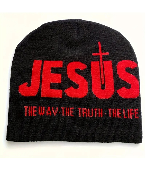 Knit beanie - jesus the way the truth the life