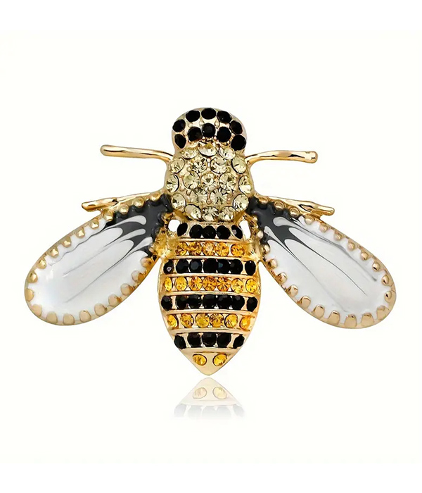 Epoxy rhinestone bee brooch