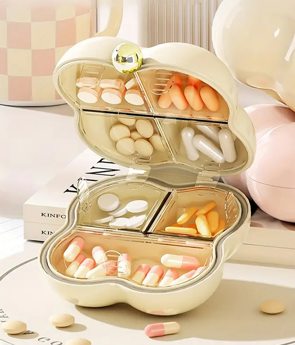 Flower shape portable pill box