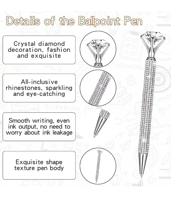 Rhinestone retractable ballpoint pen