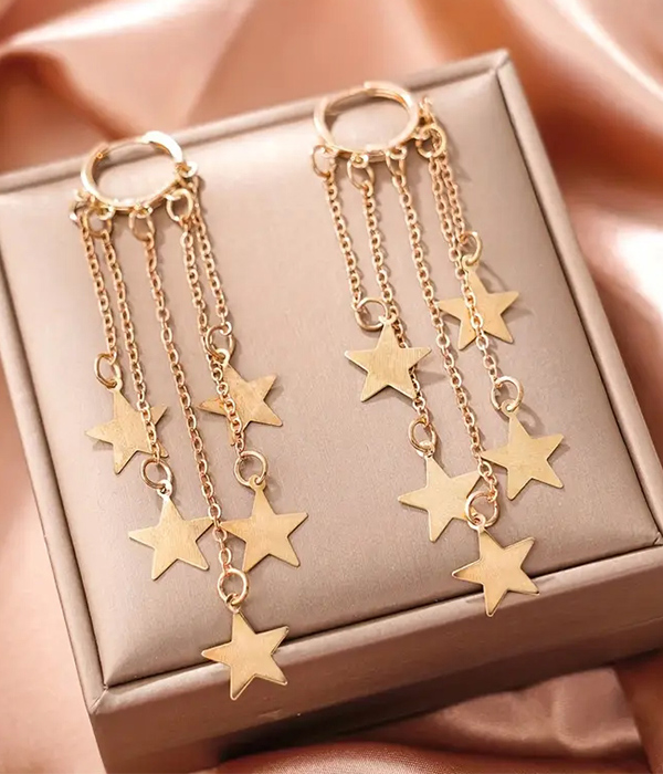 Multi star tassel drop earring