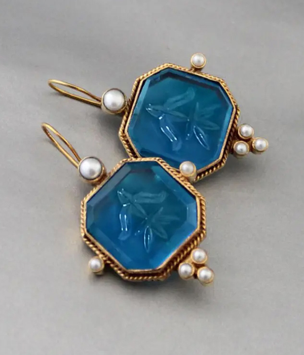 Vintage facet stone earring