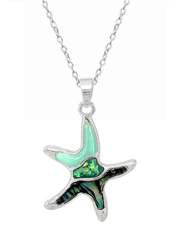 Sealife theme abalone and opal necklace - starfish