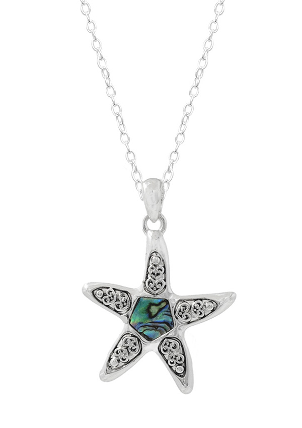 Sealife theme abalone and filigree necklace - starfish