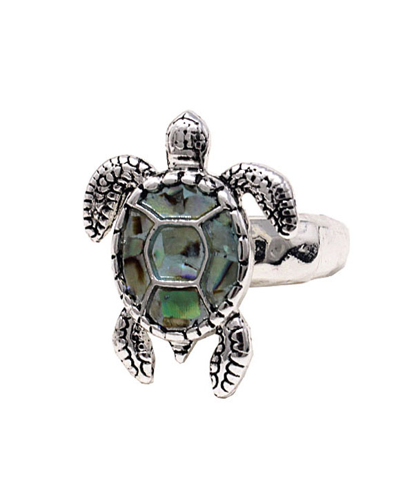 Abalone turtle stretch ring